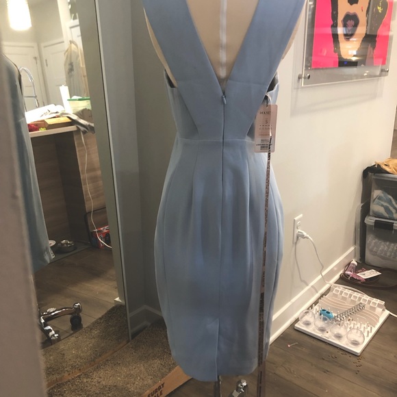 House Of CB, 'Selma' Light Blue plunge Crepe Dress, Size Small - NWT - Picture 9 of 12